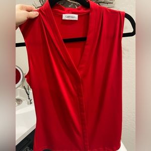 Calvin Klein red sleeveless blouse